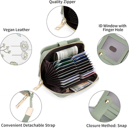 HOTSENDEFN Leather Credit Card Holder RFID Blocking Wallet for Women Large Capacity Card Case Organizer Wristlet with 35 Slots