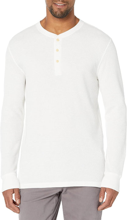 HOTAmazon Essentials Men's Long Sleeve Waffle Henley Shirt