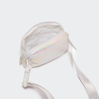 HOTPander Two Way Zipper Fanny Pack Nylon Everywhere Belt Bag for Women, Water Repellent Waist Packs, Crossbody Bags with Adjustable Strap(Iridescent).
