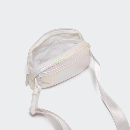 HOTPander Two Way Zipper Fanny Pack Nylon Everywhere Belt Bag for Women, Water Repellent Waist Packs, Crossbody Bags with Adjustable Strap(Iridescent).