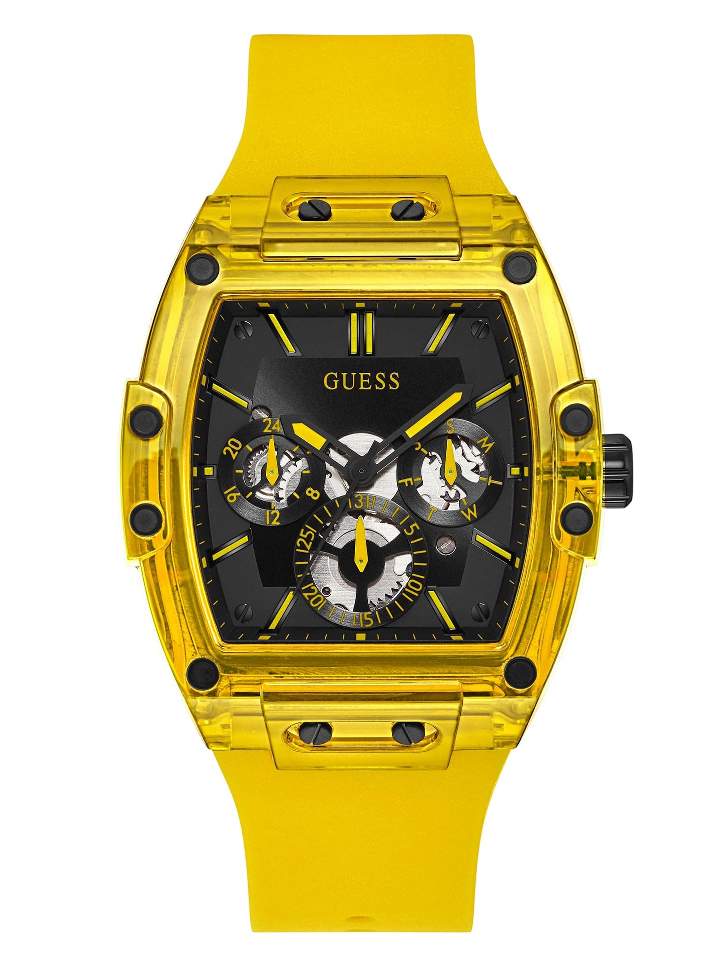 HOTGuess Men's GW0G Series| Analog Trend Watch| Polycarbonate Case| Silicone Bracelet | 50M Water Resistance