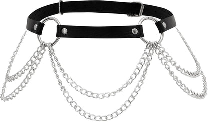HOTSacina Black PU leather Belt, Emo Punk Grunge Gothic Belt, Goth Accessories, Punk Accessories, Waist Chain