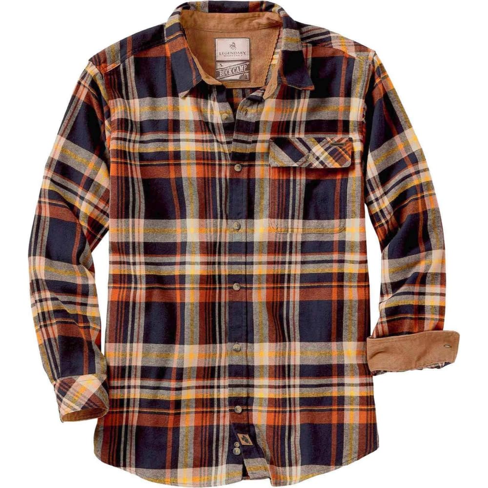 HOTLegendary Whitetails Mens Long Sleeve Button Down 100% Cotton Flannel Shirt