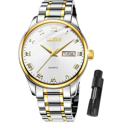 HOTOLEVS Classic Men Watches with Date,Stainless Steel Man Watch with Date, Bussiness Watches for Men,Luminous Quartz Mens Watches Black/White/Blue/Gold, Waterproof Male Watch with Week
