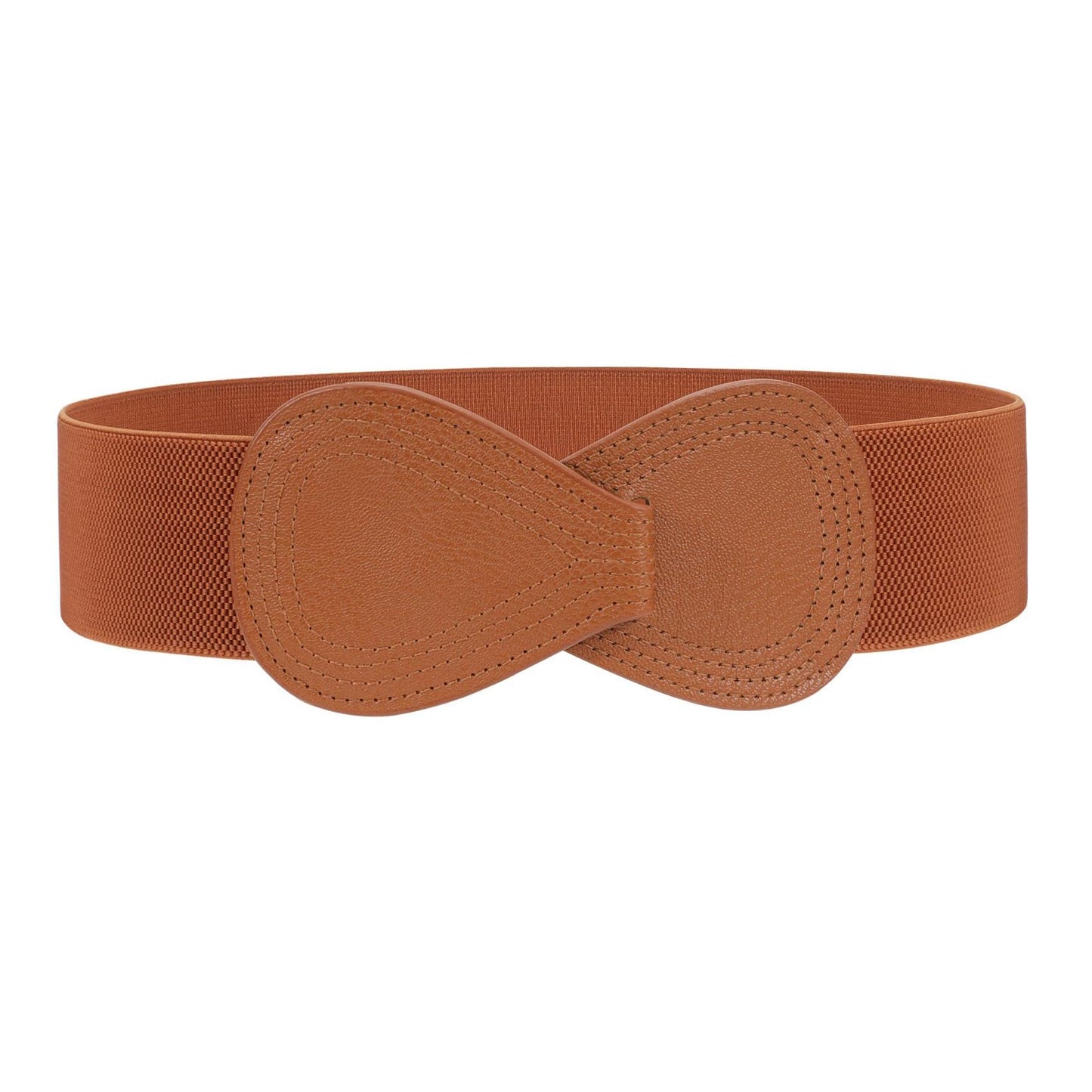 HOTWHIPPY Women Wide Elastic Belt Ladies Stretch Dress Belt Fashion Waistband with 8-shaped Interlock Leather Buckle