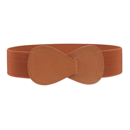 HOTWHIPPY Women Wide Elastic Belt Ladies Stretch Dress Belt Fashion Waistband with 8-shaped Interlock Leather Buckle