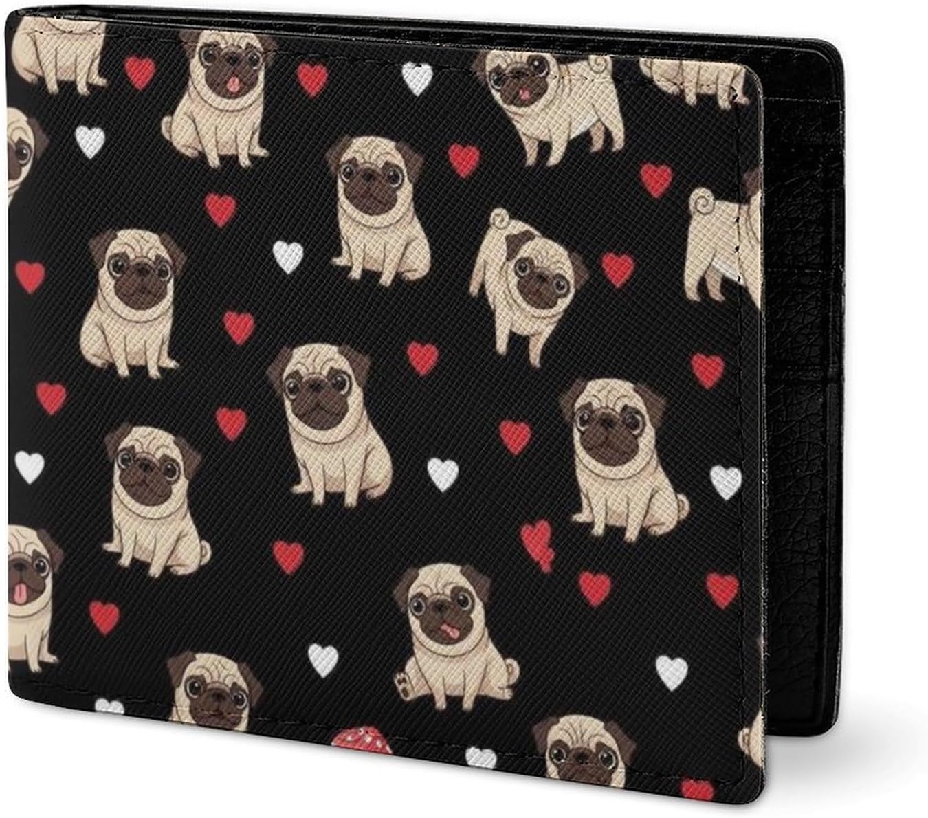 HOTWomen Wallets Small Bifold Pocket Wallet Puppy Dog Pugs Pug Lovers Card Holder Wallet Ladies Mini Short Purse