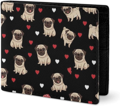 HOTWomen Wallets Small Bifold Pocket Wallet Puppy Dog Pugs Pug Lovers Card Holder Wallet Ladies Mini Short Purse