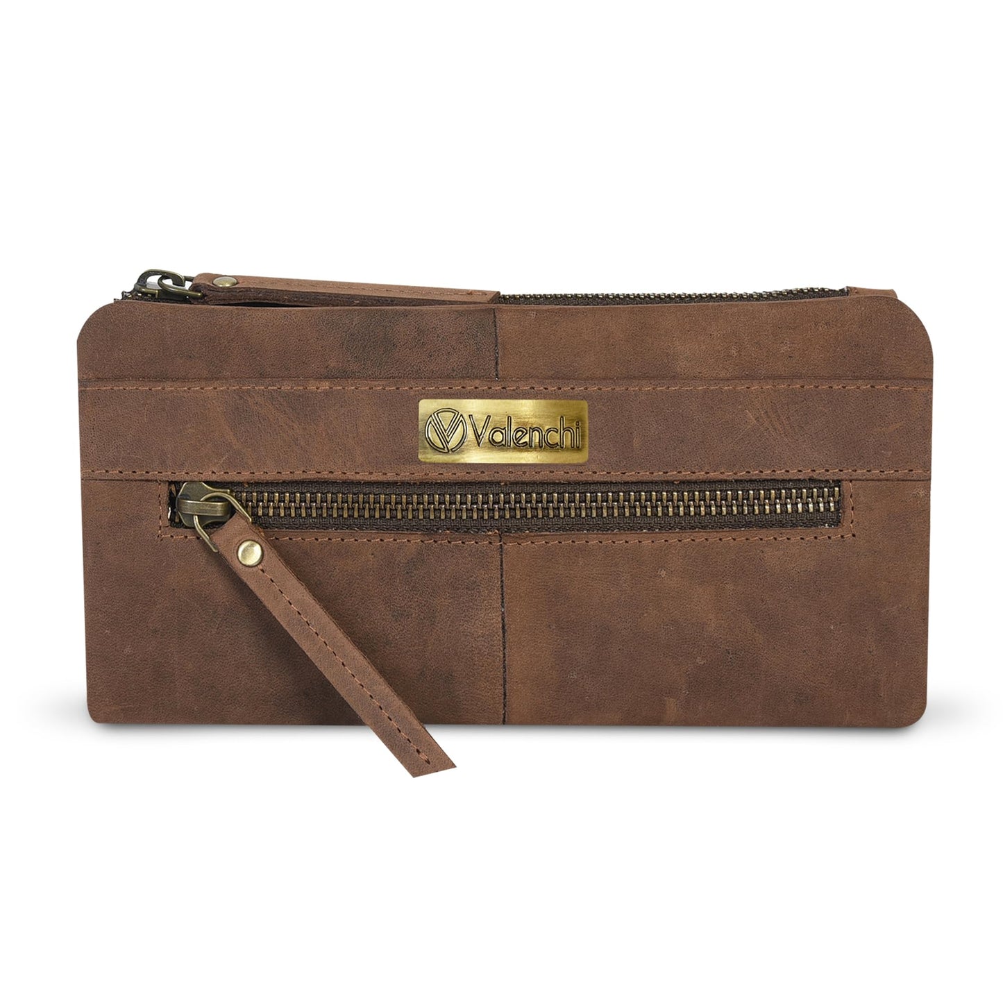 HOTVALENCHI Women's Leather Wallet - RFID Blocking Wallet - Ladies Clutch Hand Purse With Card Holder Slots (Cognac Vintage LW03)