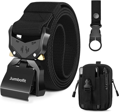 HOTTactical Belt for Men and Women, Military Work Belt Nylon with Quick-Release Buckle, Gift with Molle Pouch & Clip
