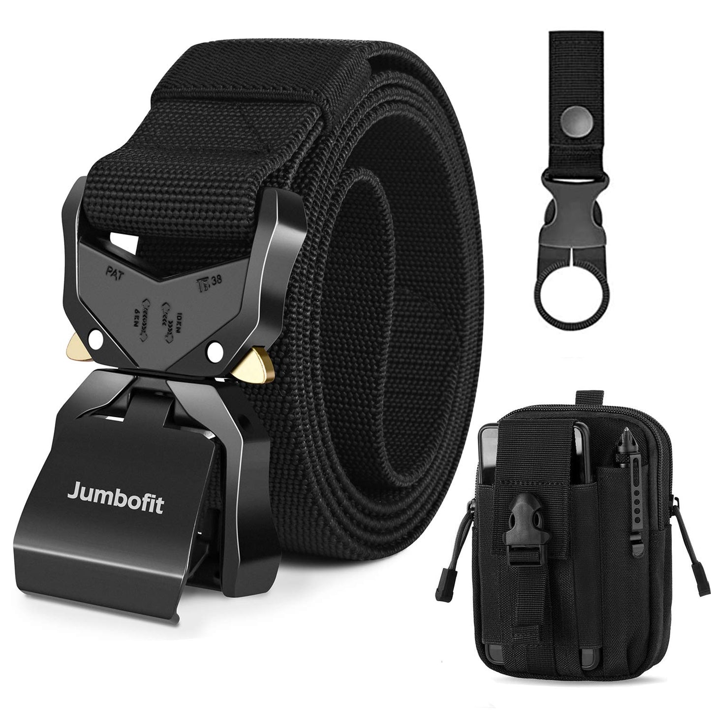 HOTTactical Belt for Men and Women, Military Work Belt Nylon with Quick-Release Buckle, Gift with Molle Pouch & Clip