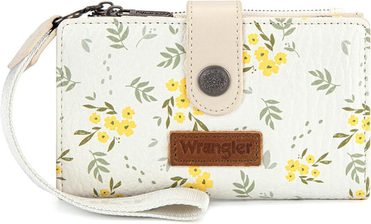 HOTX Wrangler Small Wallet Women, Wristlet Rfid Blocking Wallets Large Capacity Bifold Wallet with Coin Pocket