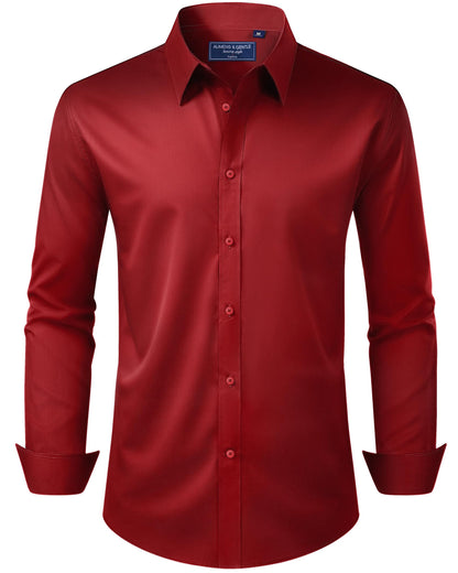 HOTAlimens & Gentle Men's Dress Shirt Regular Fit Stretch Stain Shield Long Sleeve Solid Business Wedding Button Down Shirts
