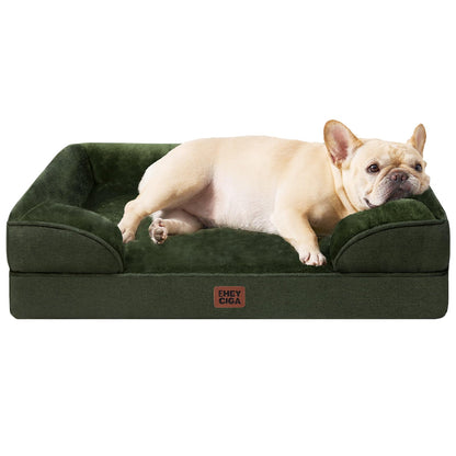 HOTEHEYCIGA Orthopedic Dog Beds for Extra Large Dogs 44x32Inch, Polyurethane Foam XL Pet Bed with Sides, Non-Slip and Egg-Crate Foam Big Dog Couch Bed with Washable Removable Cover, Grey