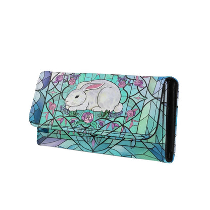HOTNorth Cardinals Bird Women Wallet Long Trifold Checkbook Wallets with Zipper Pocket, Mosaic Art Birds Flowers Credit Card Holder PU Leather Billfold Wallet Purse