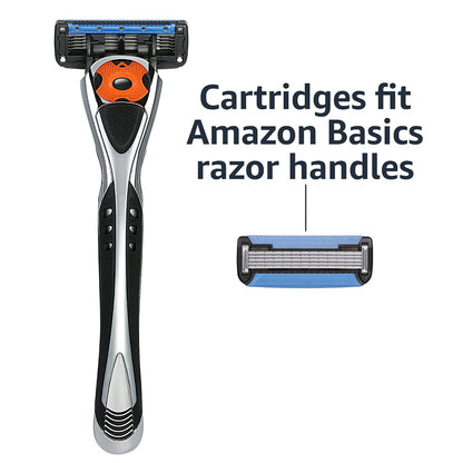 HOTAmazon Basics 5-Blade MotionSphere Men's Razor with Dual Lubrication, Vitamin E, Precision Trimmer, 1 Handle & 16 Cartridges, Black