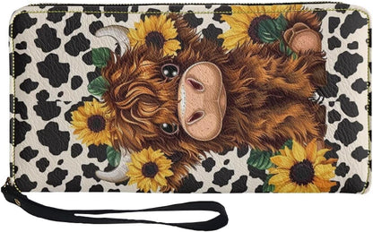 HOTSunflower Wallet for Women Around Zipper Long Purse Travel Clutch Bag