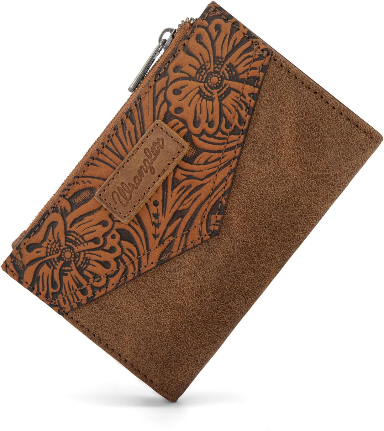 HOT× Wrangler Small Wallet for Women Designer Bifold Wallet Embossed Women'S Wallets, Card Cases & Money Organizers, Brown