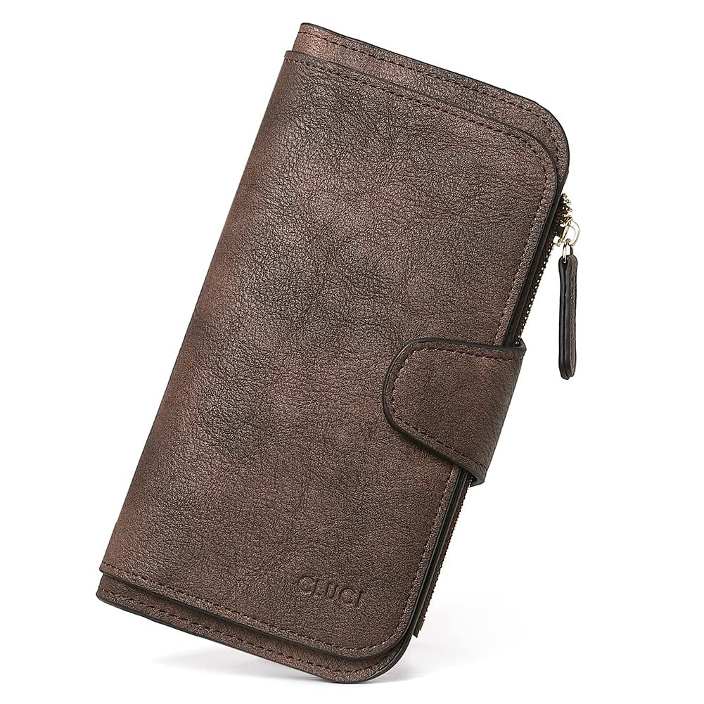 HOTCLUCI Wallet For Women PU Leather RFID Blocking Womens Wallet Bifold Card Holder with ID Window Gifts for Women Birthday