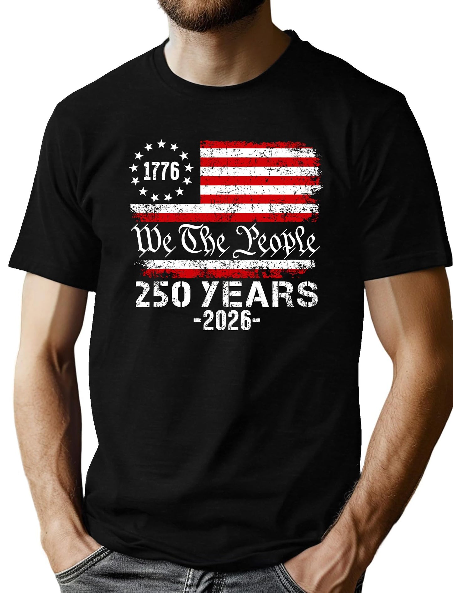 HOT250th Anniversary USA Shirts for Men American Flag T-Shirt 4th of July Shirt 250 Years Birthday Patriotic Tops