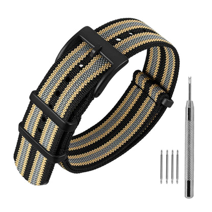 HOTANNEFIT Nylon Watch Band 16mm 18mm 20mm 22mm, One-Piece Waterproof Military Watch Straps with Heavy Buckle