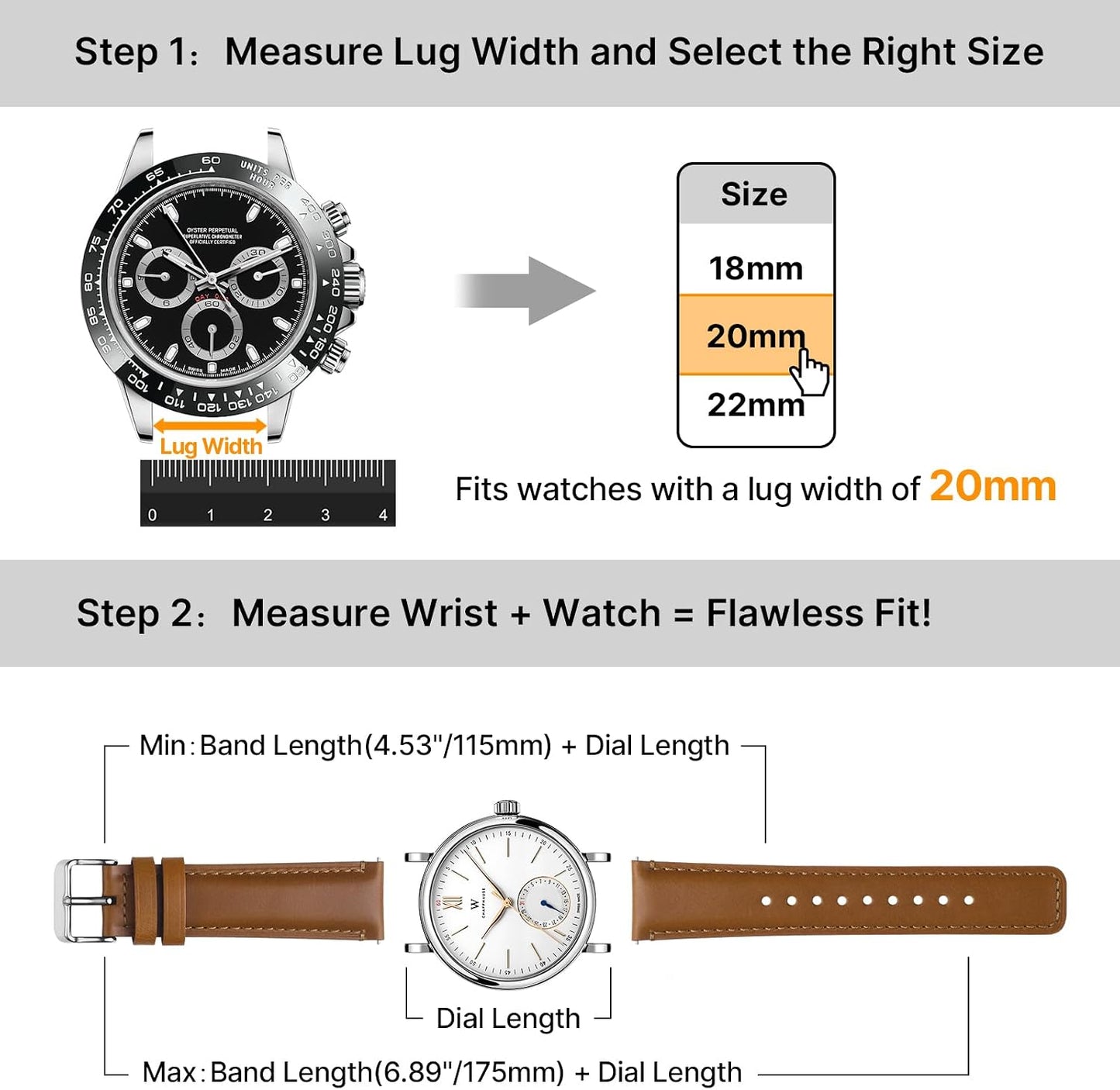 HOTFullmosa 20mm Quick Release Leather Watch Bands for Garmin Samsung Galaxy | 2 Pack Straps for Vivoactive 6/5, Venu Sq/Sq 2, Samsung Galaxy 7/6/5, Gear S2 Classic, Toffee Brown+Silver/Black+Black