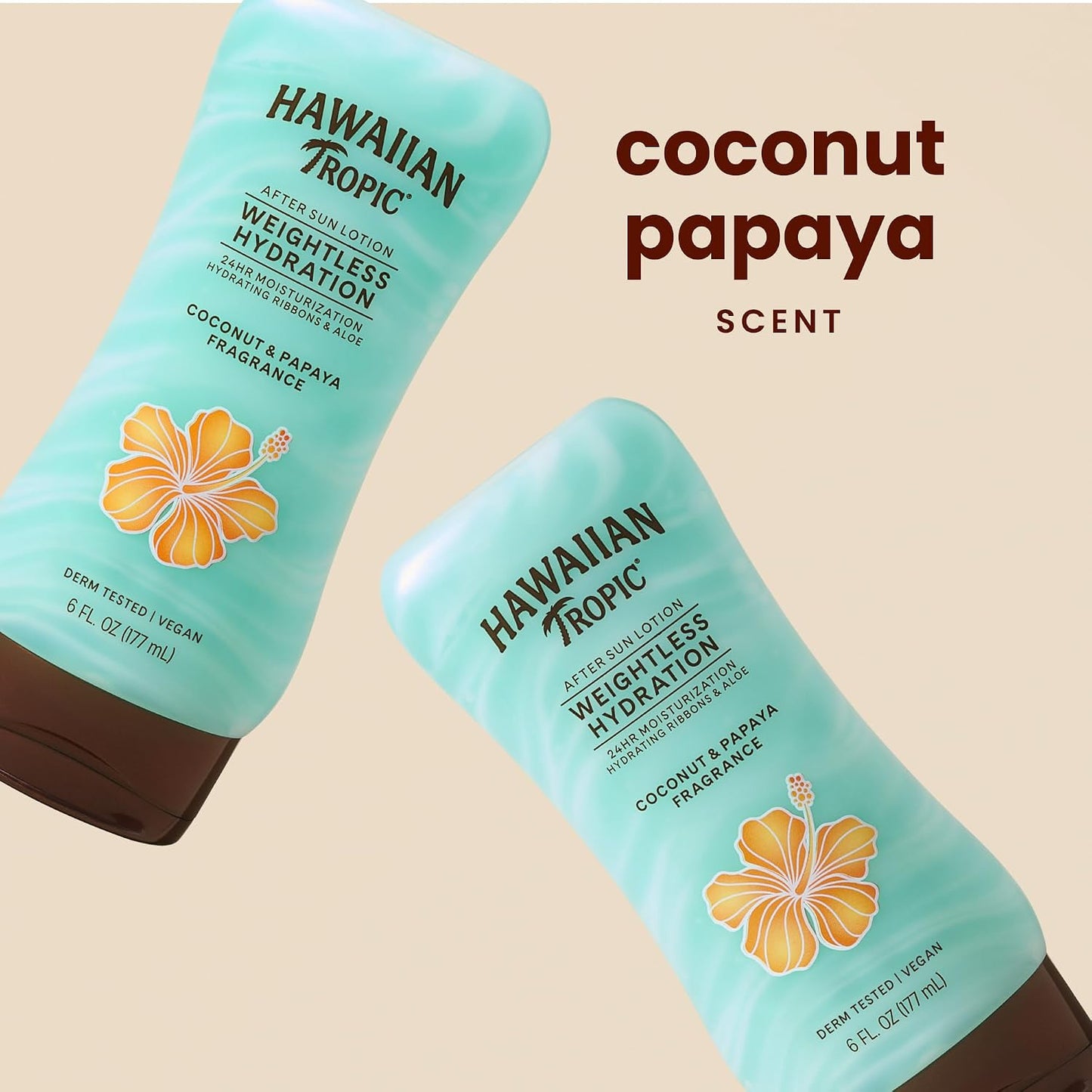 HOTHawaiian Tropic Weightless Hydration After Sun Lotion with Aloe, 6Fl Oz Twin Pack, Hawaiian Tropic Lotion, Moisturizing Lotion, After Sun Care, After Sun Moisturizer, 6Fl Oz each