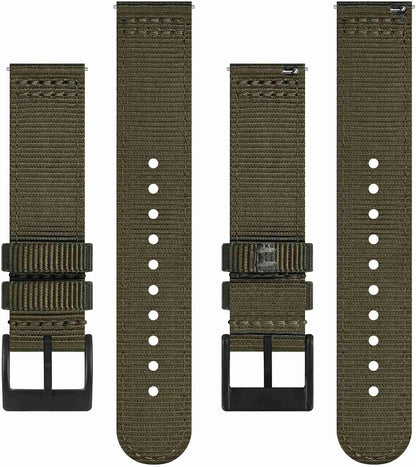 HOTBISONSTRAP Men’s Nylon Watch Bands, Two-Piece Military Watch Straps, Quick Release, Brushed Buckle, Band Width 18mm 19mm 20mm 22mm
