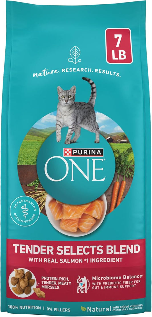 HOTPurina ONE Natural Dry Cat Food, Tender Selects Blend With Real Salmon - 7 lb. Bag