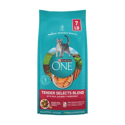 HOTPurina ONE Natural Dry Cat Food, Tender Selects Blend With Real Salmon - 7 lb. Bag