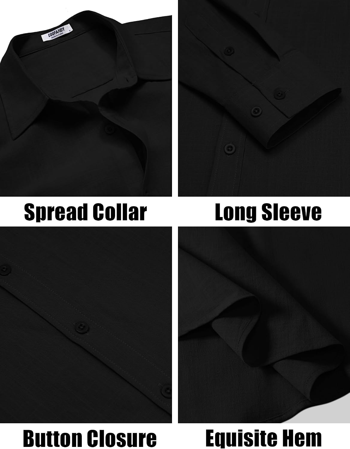 HOTCOOFANDY Men's Casual Button Down Shirts Long Sleeve Cotton Beach Wedding Shirt Summer Linen Shirt for Men