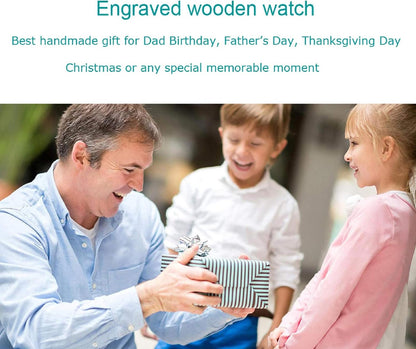 HOTUMIPHIMAT Engraved Wooden Watches for Men - Customized Wood Wrist Watches for Husband Boyfriend Dad Son