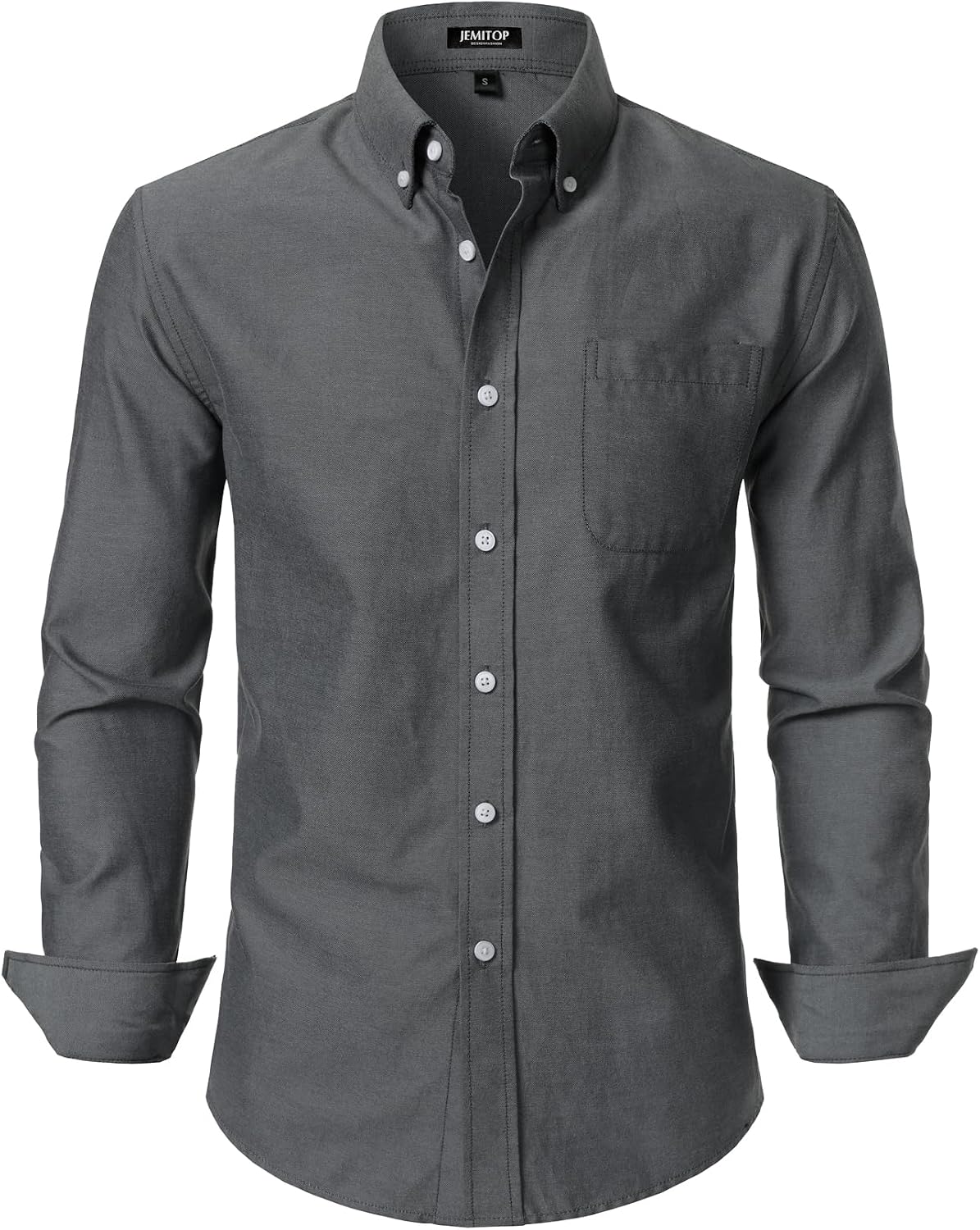 HOTJEMITOP Men's Classic Lightweight Oxford Button Down Collar Shirts Business Casual Long Sleeve Dress Shirt with Pocket