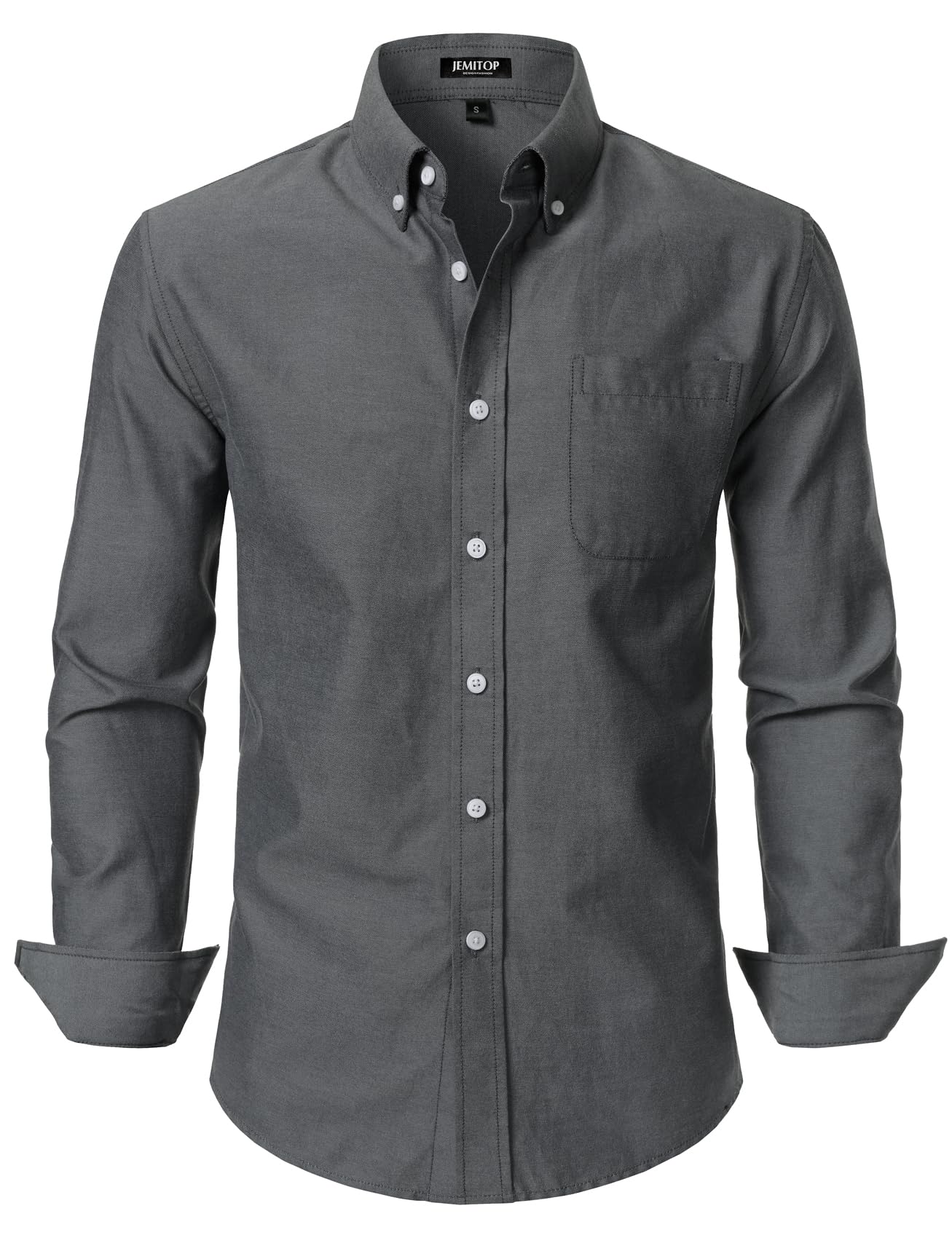 HOTJEMITOP Men's Classic Lightweight Oxford Button Down Collar Shirts Business Casual Long Sleeve Dress Shirt with Pocket