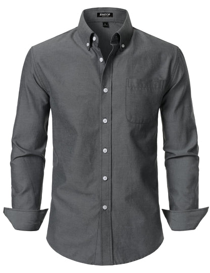 HOTJEMITOP Men's Classic Lightweight Oxford Button Down Collar Shirts Business Casual Long Sleeve Dress Shirt with Pocket