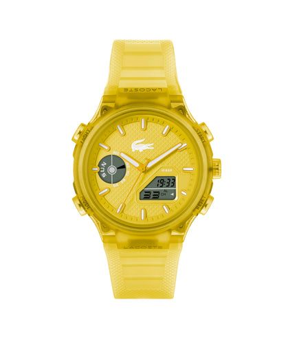 HOTLacoste LC33 Men’s Analog-Digital Quartz Watch - Silicone Strap with Crocodile Texture, TR90 Octagonal Case, Alarm, Chronograph and Calendar -Bold, Sporty Timepiece
