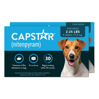 HOTCapstar (Nitenpyram) Fast-Acting Oral Flea Treatment for Dogs 2-25 Lbs, Vet-Recommended Medication Tablets, Flea Tablets for Dogs Start Killing in 30 Minutes, 6 Doses