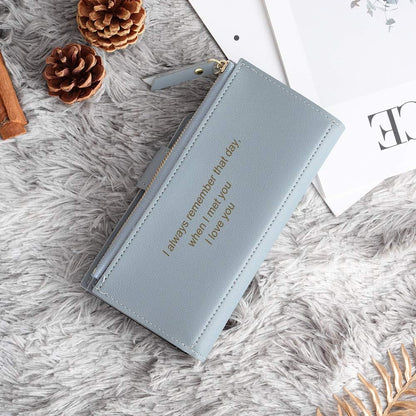 HOTLovejewelry Personalized Wallets for Women Photo Engraved PU Leather Trifold Wallet Credit Card Clutch Long Wallet for Girlfriend Mom Mother’s Day (Blue -2) (Wa-100359)