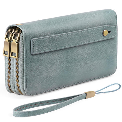 HOTGAEKEAO Wallet for Women Clutch RFID Blocking Wristlet Leather Purse Large Capacity Credit Card Holder with Grip Hand Strap