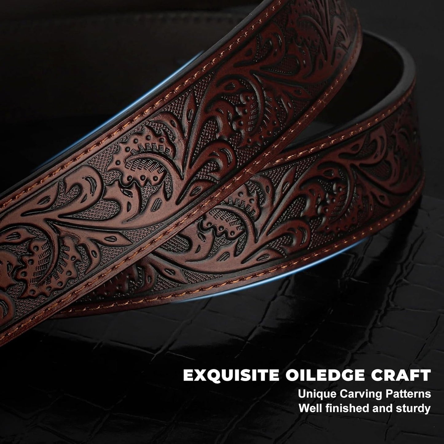 HOTBELTROAD Western Leather Belt Strap for Men Women Cowboy Cowgirl Leather Mens Belts for Jeans Birthday Christmas Belt Gifts