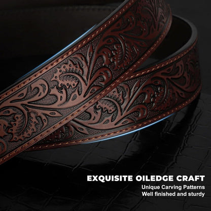 HOTBELTROAD Western Leather Belt Strap for Men Women Cowboy Cowgirl Leather Mens Belts for Jeans Birthday Christmas Belt Gifts