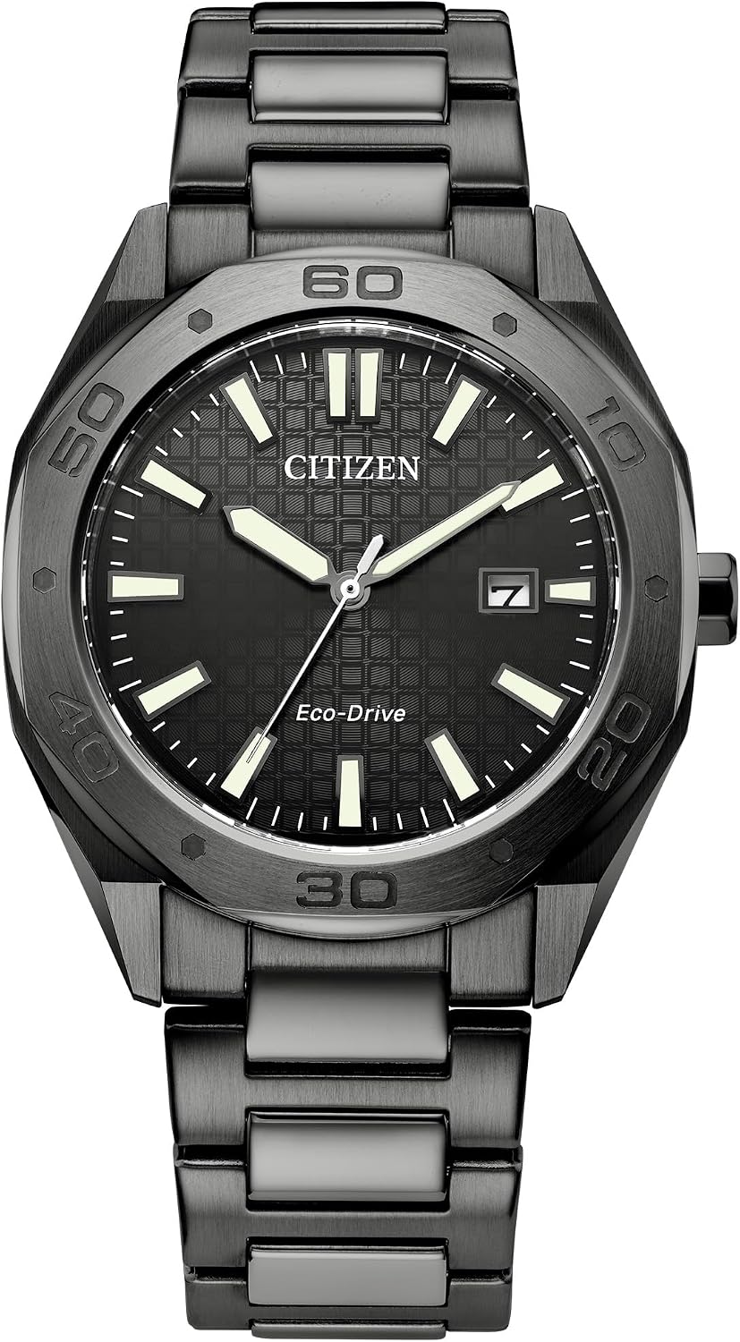 HOTCitizen Men's Eco-Drive Sport Casual Odyn Watch, Stainless Steel Watch, 3 Hand, Date