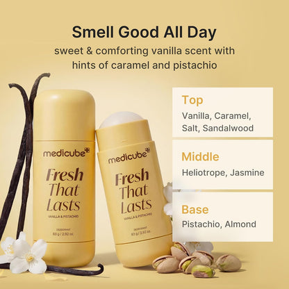 HOTmedicube Kojic Acid & Turmeric Aluminum-Free Deodorant for Women & Men | Vanilla & Pistachio Perfumed Stick - All-Day Odor Protection, Underarm Brightening Care, Korean Skincare, 2.92 oz.