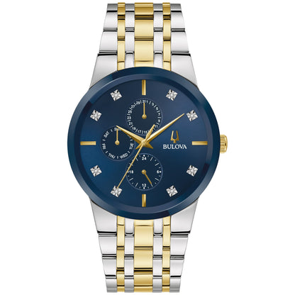 HOTBulova Men's Multi-Function 3-Hand Quartz Watch with Diamond Dial, Edge to Edge Crystal