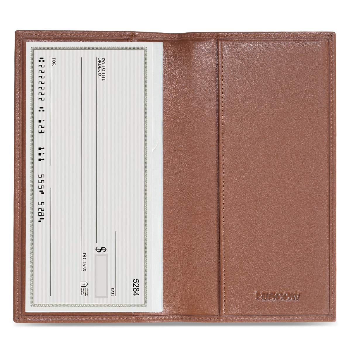 HOTHISCOW Slim Leather Checkbook Cover for Personal Checks | Full grain cowhide, transaction register & check book pockets, removable duplicate divider, durable stitching, gifts for men