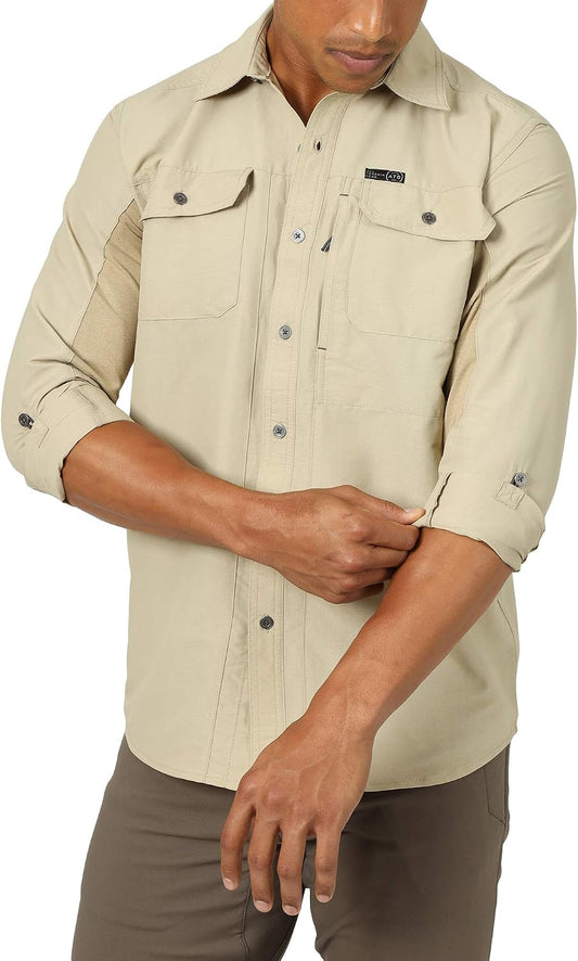 HOTATG by Wrangler Men's Long Sleeve Mixed Material Shirt
