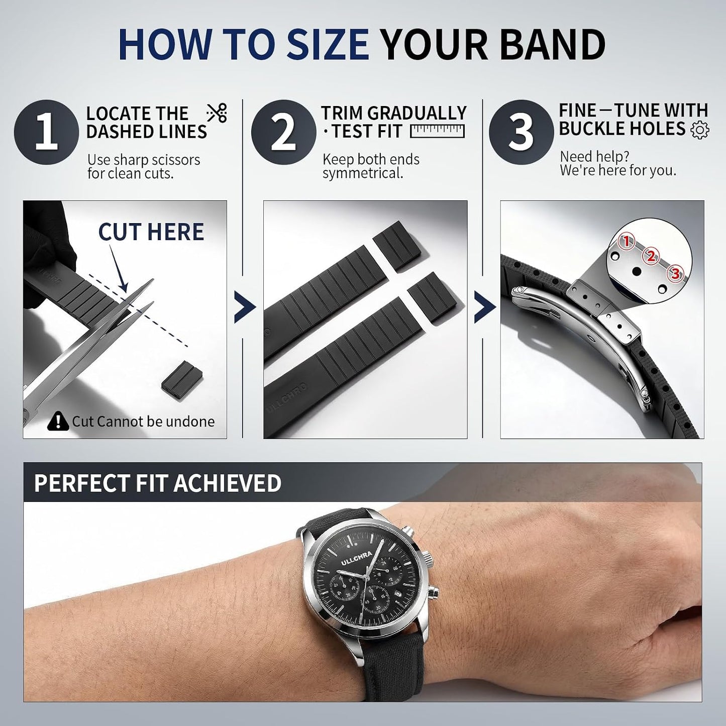 HOTFKM Rubber Watch Strap 20mm, Quick Release Watch Band 22mm for Men Women, Waterproof Soft Premium Fluororubber Cut to Size 18mm 19mm 21mm 23mm 24mm Deployment Clasp