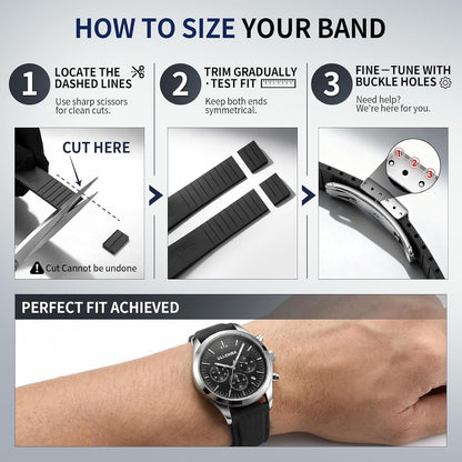 HOTFKM Rubber Watch Strap 20mm, Quick Release Watch Band 22mm for Men Women, Waterproof Soft Premium Fluororubber Cut to Size 18mm 19mm 21mm 23mm 24mm Deployment Clasp