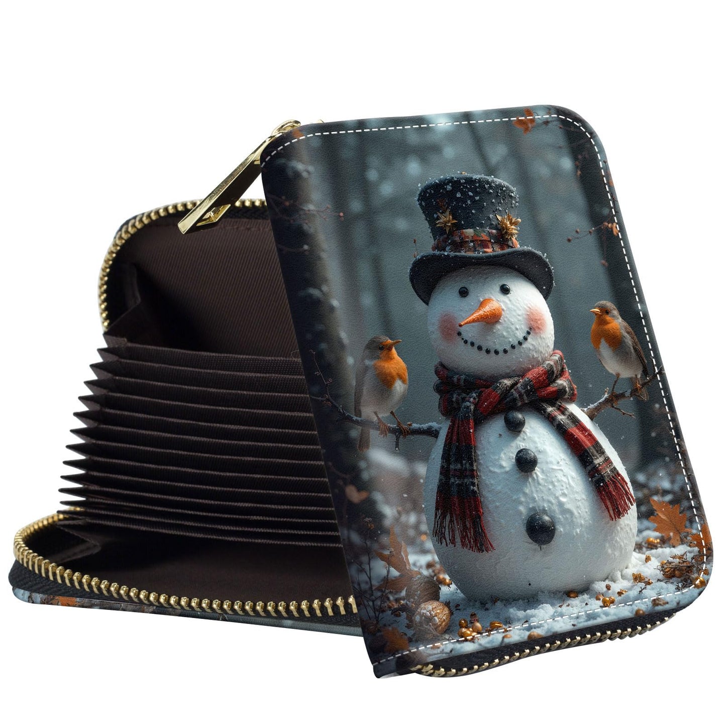 HOTSlim Zipper Card Wallet for Women — RFID Blocking Mini Wallet, PU Leather Small Credit Card Holder & Coin Pocket, Travel-Friendly Card Organizer, Crow & Rose