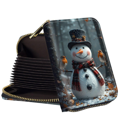 HOTSlim Zipper Card Wallet for Women — RFID Blocking Mini Wallet, PU Leather Small Credit Card Holder & Coin Pocket, Travel-Friendly Card Organizer, Crow & Rose